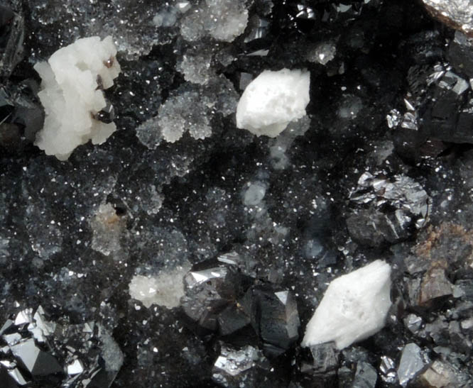 Sphalerite on Quartz with Barite pseudomorphs after Alstonite from Haggs Mine, 2nd Sun Vein, Alston Moor District, West Cumberland Iron Mining District, Cumbria, England