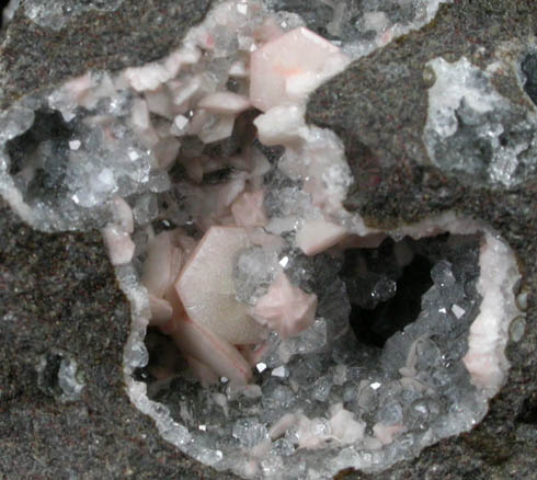 Gmelinite on Analcime from Glenarm, County Antrim, Northern Ireland (Type Locality for Gmelinite)