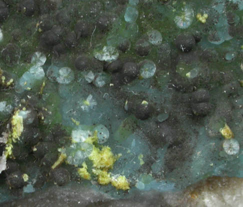 Plumbogummite with Mimetite from Drygill Mine, Caldbeck Fells, Cumberland, England