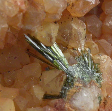 Olivenite on Quartz from Wheal Gorland, St. Day District, Cornwall, England