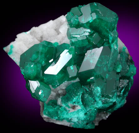 Dioptase on Calcite from Tsumeb Mine, Otavi-Bergland District, Oshikoto, Namibia