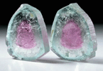 Elbaite var. Watermelon Tourmaline (pair of matched polished slices) from Minas Gerais, Brazil