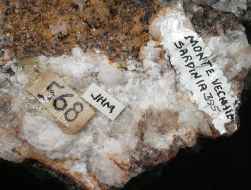 Cerussite on Goethite from Miniera Montevecchio, Iglesias, Carbonia-Iglesias, Sardinia, Italy