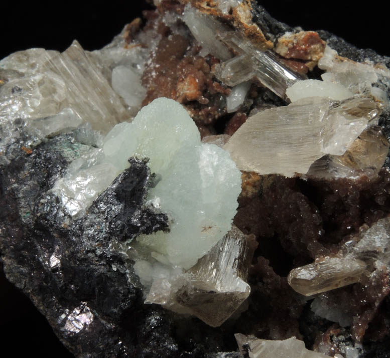 Cerussite and Smithsonite on Galena from Tsumeb Mine, Otavi-Bergland District, Oshikoto, Namibia