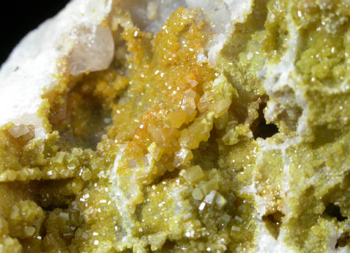 Pyromorphite on Quartz with Wulfenite from Old Luganure Mine, Shallow Adit, Glendasan, County Wicklow, Ireland