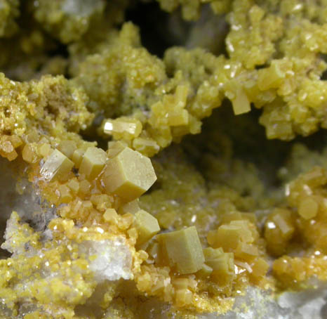 Pyromorphite on Quartz from Old Luganure Mine, Shallow Adit, Glendasan, County Wicklow, Ireland