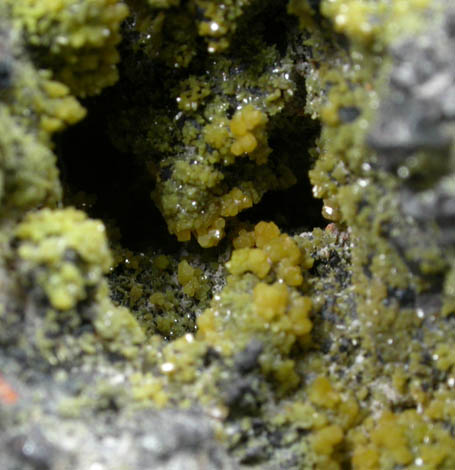 Pyromorphite and Coronadite on Quartz from Old Luganure Mine, Shallow Adit, Glendasan, County Wicklow, Ireland