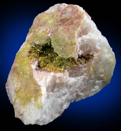 Pyromorphite on Quartz from Old Luganure Mine, Shallow Adit, Glendasan, County Wicklow, Ireland