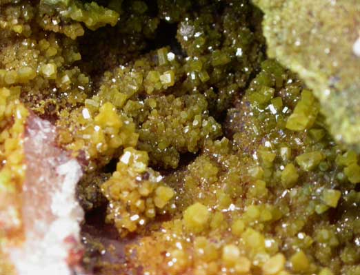 Pyromorphite on Quartz from Old Luganure Mine, Shallow Adit, Glendasan, County Wicklow, Ireland