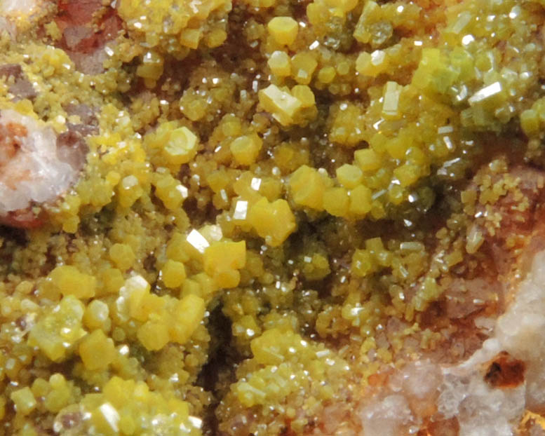 Pyromorphite on Quartz from Old Luganure Mine, Shallow Adit, Glendasan, County Wicklow, Ireland