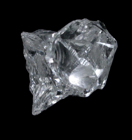 Diamond (1.28 carat colorless cavernous crystal) from Mbuji-Mayi (Miba), 300 km east of Tshikapa, Democratic Republic of the Congo