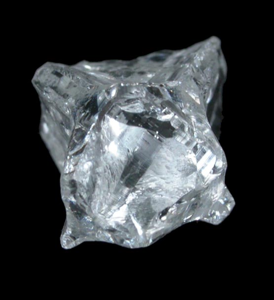 Diamond (1.28 carat colorless cavernous crystal) from Mbuji-Mayi (Miba), 300 km east of Tshikapa, Democratic Republic of the Congo