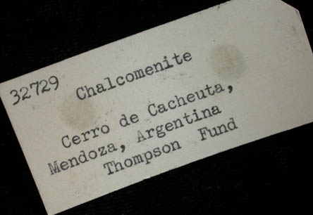Chalcomenite from Cerro de Cacheuta, Mendoza, Argentina (Type Locality for Chalcomenite)