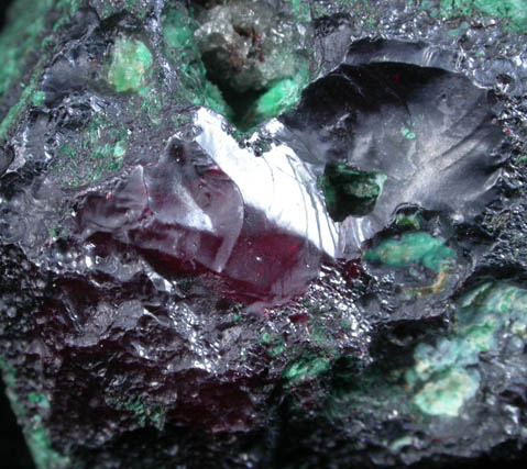 Cuprite with Malachite coating from Onganja Mine, Seeis, Khomas, Namibia