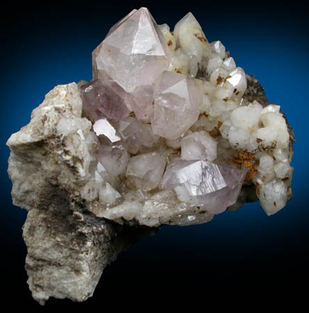 Quartz var. Amethyst on Milky Quartz from Intergalactic Pit, Deer Hill, Stow, Oxford County, Maine