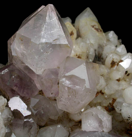 Quartz var. Amethyst on Milky Quartz from Intergalactic Pit, Deer Hill, Stow, Oxford County, Maine