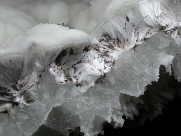 Pectolite with Apophyllite and Goethite on Datolite from Millington Quarry, Bernards Township, Somerset County, New Jersey