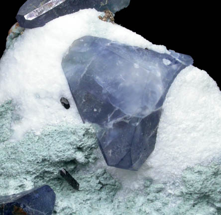 Benitoite on Natrolite with Neptunite from Benitoite Gem Mine, New Idria District, San Benito County, California (Type Locality for Benitoite)