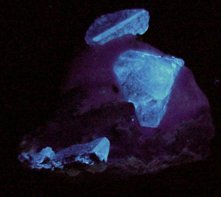 Benitoite on Natrolite with Neptunite from Benitoite Gem Mine, New Idria District, San Benito County, California (Type Locality for Benitoite)