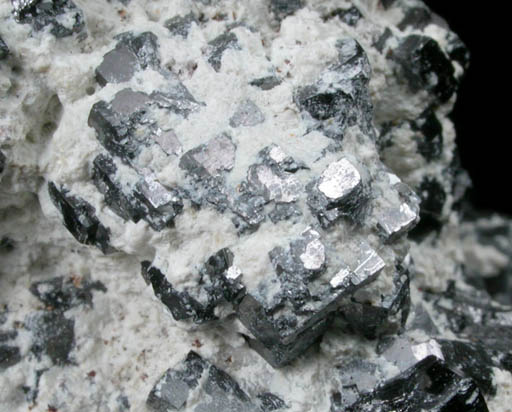 Magnetite (rare cubic crystal form) in Talc from ZCA Mine No. 4, Fowler Ore Body, 2500' Level, Balmat, St. Lawrence County, New York