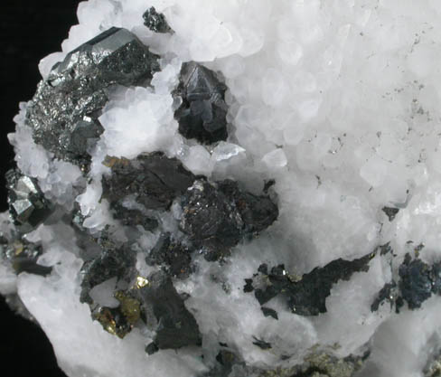 Tennantite-Tetrahedrite on Quartz with Pyrite from Arroyos Azules Mine, Concepcion del Oro, Zacatecas, Mexico