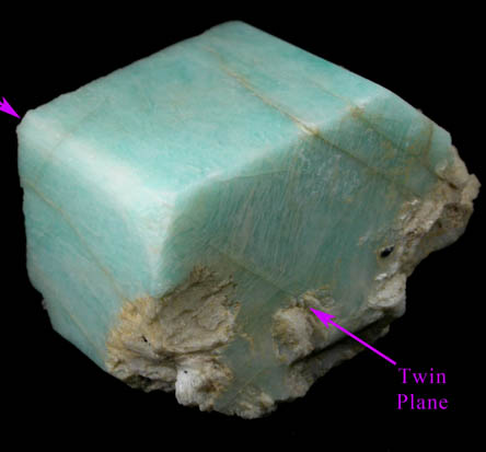 Microcline var. Amazonite (Manebach Law Twin) from Crystal Peak area, 6.5 km northeast of Lake George, Park-Teller Counties, Colorado