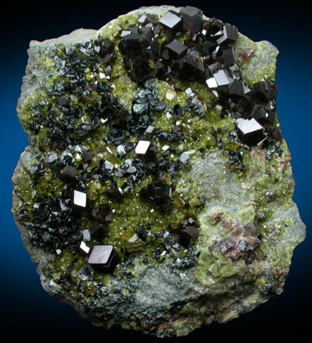 Grossular Garnet with Diopside and Clinochlore from Jeffrey Mine, Asbestos, Qubec, Canada