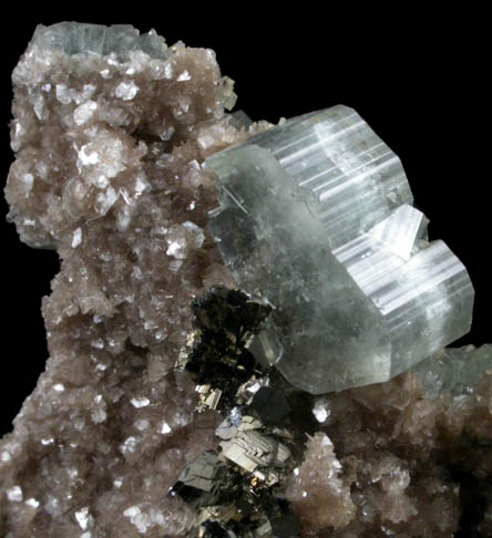 Fluorapatite, Siderite, Arsenopyrite from Panasqueira Mine, Barroca Grande, 21 km. west of Fundao, Castelo Branco, Portugal