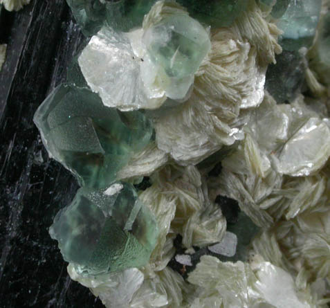 Fluorite, Muscovite, Schorl and Hyalite Opal from Karibib District, Erongo Mountains, Namibia