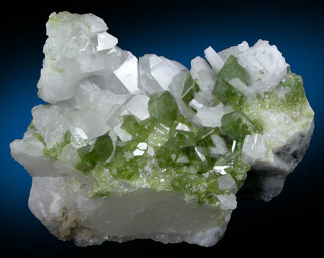 Andradite var. Demantoid on Quartz from Antetezambato, Ambanja, Antsiranana Province, Madagascar