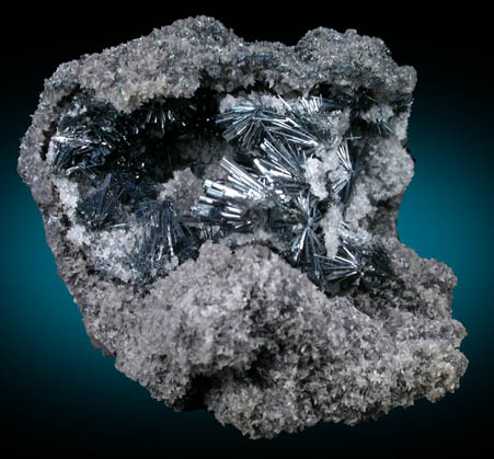 Stibnite in Quartz from Cavnic Mine (Kapnikbanya), Maramures, Romania