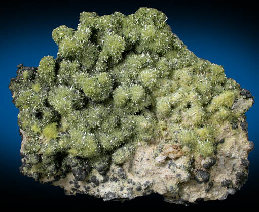 Pyromorphite on Coronadite from Blackwood Open Cut, Broken Hill, New South Wales, Australia