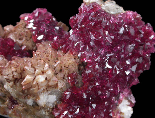 Roselite on Calcite from Bou Azzer District, Anti-Atlas Mountains, Tazenakht, Ouarzazate, Morocco