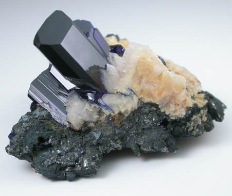 Azurite and Dolomite from Touissit Mine, 21 km SSE of Oujda, Jerada Province, Oriental, Morocco