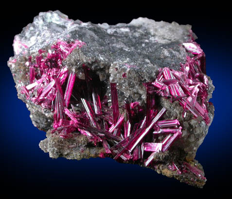 Erythrite on Quartz from Agoudal Quarry, Bou Azzer District, Anti-Atlas Mountains, Tazenakht, Ouarzazate, Morocco (Type Locality for Erythrite)