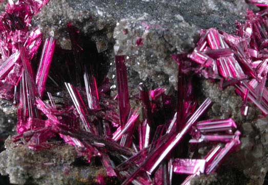 Erythrite on Quartz from Agoudal Quarry, Bou Azzer District, Anti-Atlas Mountains, Tazenakht, Ouarzazate, Morocco (Type Locality for Erythrite)