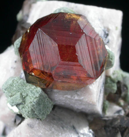 Spessartine Garnet on Microcline with Smoky Quartz, , Muscovite, Fluorapatite from Niaslo, Basha Valley, Skardu District, Gilgit-Baltistan, Pakistan