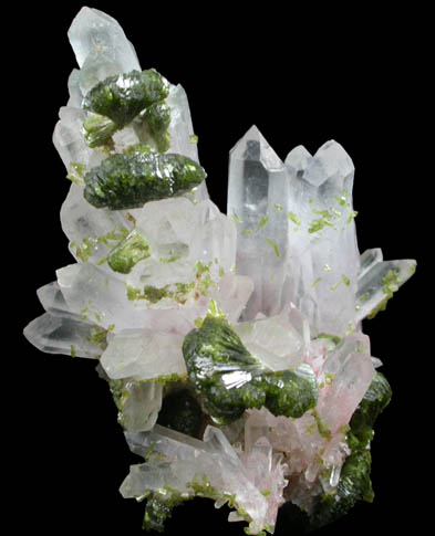 Epidote on Quartz from Imilchil, High Atlas Mountains, Errachidia Province, Morocco