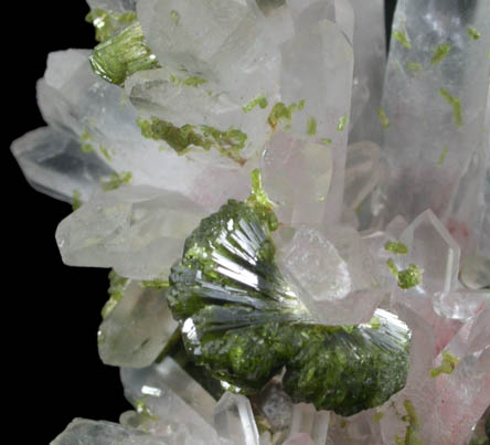 Epidote on Quartz from Imilchil, High Atlas Mountains, Errachidia Province, Morocco