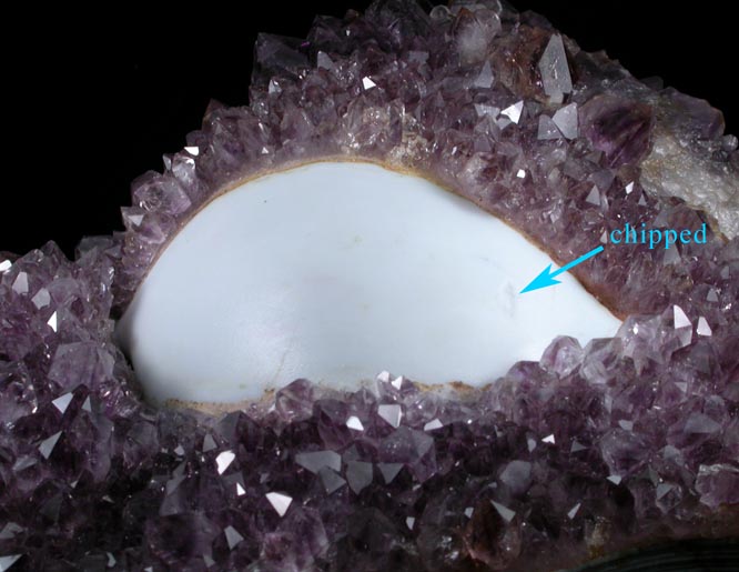 Quartz var. Amethyst over hemispherical Agate Eye from Irai, Rio Grande do Sul, Brazil