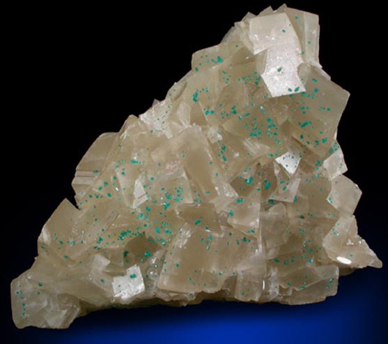 Dioptase on Calcite from Tsumeb Mine, Otavi-Bergland District, Oshikoto, Namibia