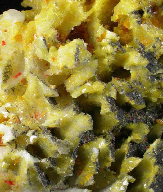 Sulfur, Orpiment, Realgar on Calcite from Jiepaiyu Mine, Shimen, Hunan, China