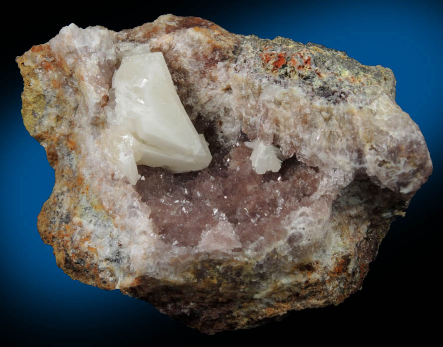 Cerussite on Quartz from Grand Reef Mine, Aravaipa District, Graham County, Arizona