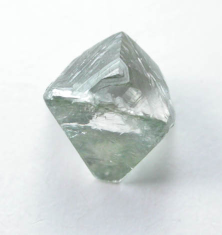 Diamond (0.26 carat cuttable green octahedral crystal) from Vaal River Mining District, Northern Cape Province, South Africa