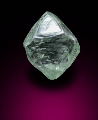 Diamond (0.25 carat cuttable green octahedral crystal) from Vaal River Mining District, Northern Cape Province, South Africa