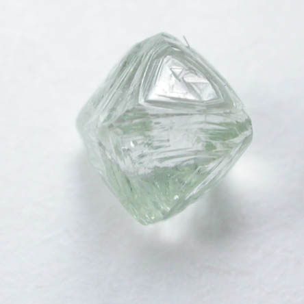 Diamond (0.25 carat cuttable green octahedral crystal) from Vaal River Mining District, Northern Cape Province, South Africa