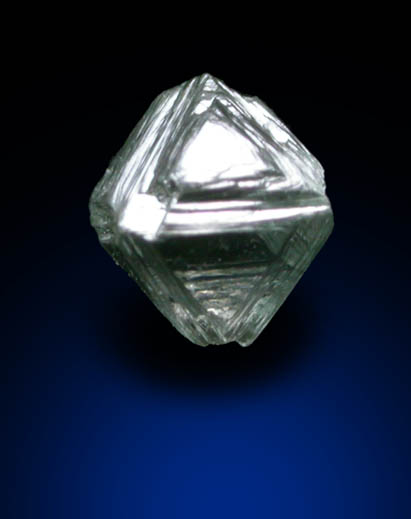 Diamond (0.21 carat cuttable green octahedral crystal) from Vaal River Mining District, Northern Cape Province, South Africa