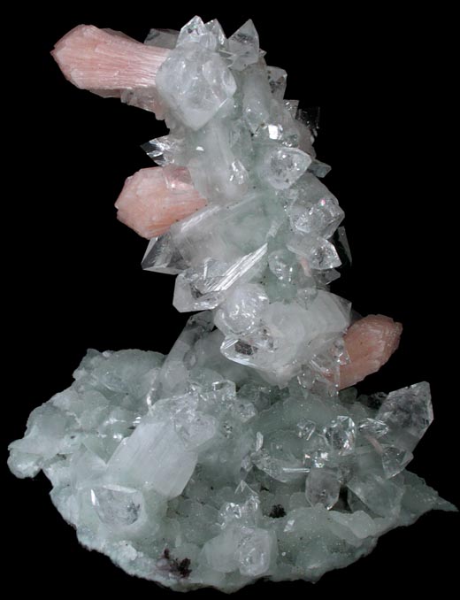 Apophyllite with Stilbite over stalactitic formation of Quartz from Pashan, Poona District, Maharashtra, India