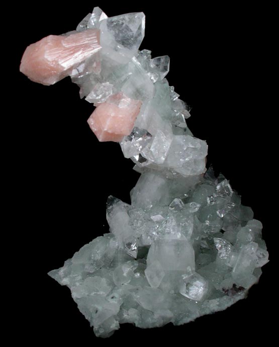 Apophyllite with Stilbite over stalactitic formation of Quartz from Pashan, Poona District, Maharashtra, India