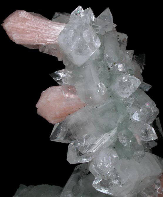 Apophyllite with Stilbite over stalactitic formation of Quartz from Pashan, Poona District, Maharashtra, India